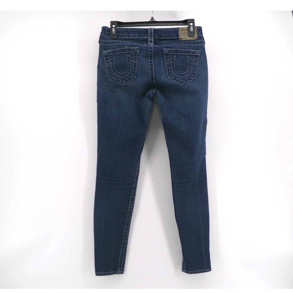 True Religion Halle Jeans Womens 28 Blue Solid Super Skinny Mid Rise Y2K USA - Picture 2 of 6